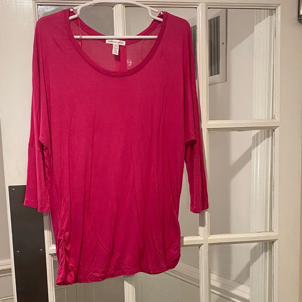 Ambiance Hot Pink Scoop Neck Dolman Sleeve Top